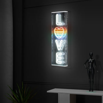LOVE 8" X 24" Contemporary Glam Acrylic Box USB Operated LED Neon Light - JONATHAN Y